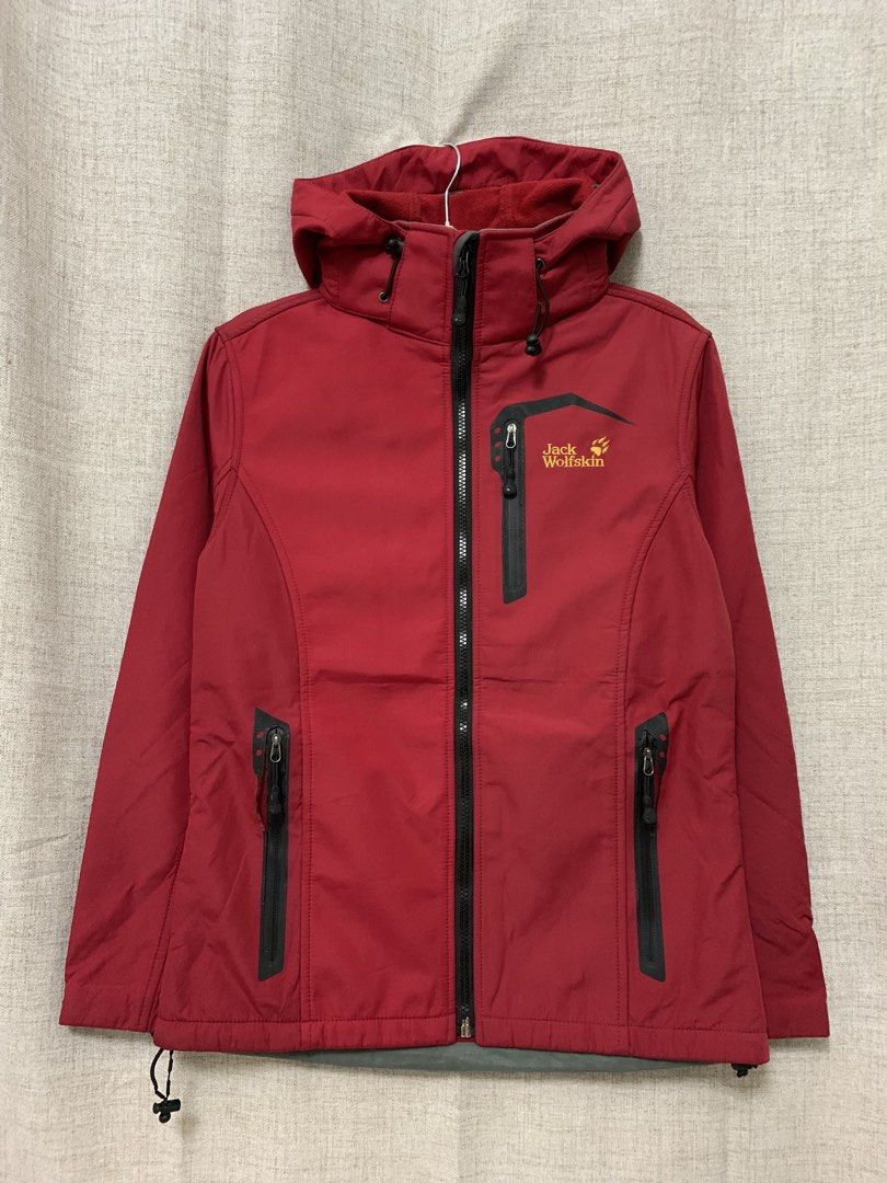 Jack Wolfskin Red Hooded Outdoor Jacket (Category: Coats, Jackets and Outerwear) located in Taguig. Submitted by eloire (Listing ID 1451672352, Image 1). Description: Details • Size:19x24 • Condition: 9/10 • Issue: need wash and have crack prints Reminder ⚠️ This is a ukay/preloved item. Please wash before use. ⚠️ Visible issues may be improved or fixed with washing and Jobus. ⚠️ Please check all photos and manage your expectations. ❌ No return, 