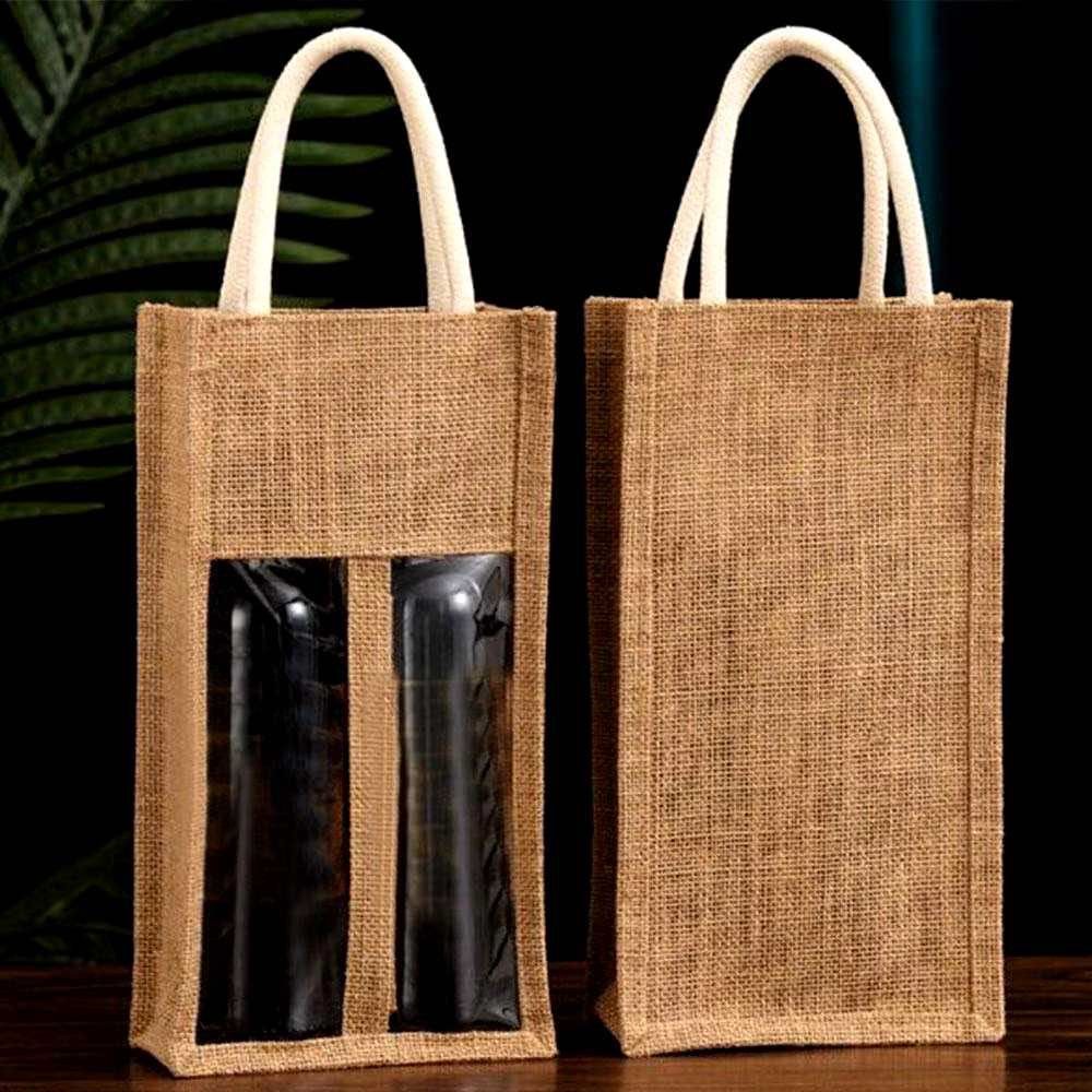 Jute Wine Bottle Bag with Window - Single/Double Bottlei (Category: Water Bottles & Tumblers) located in Manila. Submitted by joan20001 (Listing ID 1451570772, Image 3). Description: - Jute wine bottle bags with a clear window to showcase your bottle. - Ideal for gifting or convenient carrying. - Features sturdy, comfortable handles. - Available in single and double bottle sizes. - Perfect for parties, celebrations, and special occasions..