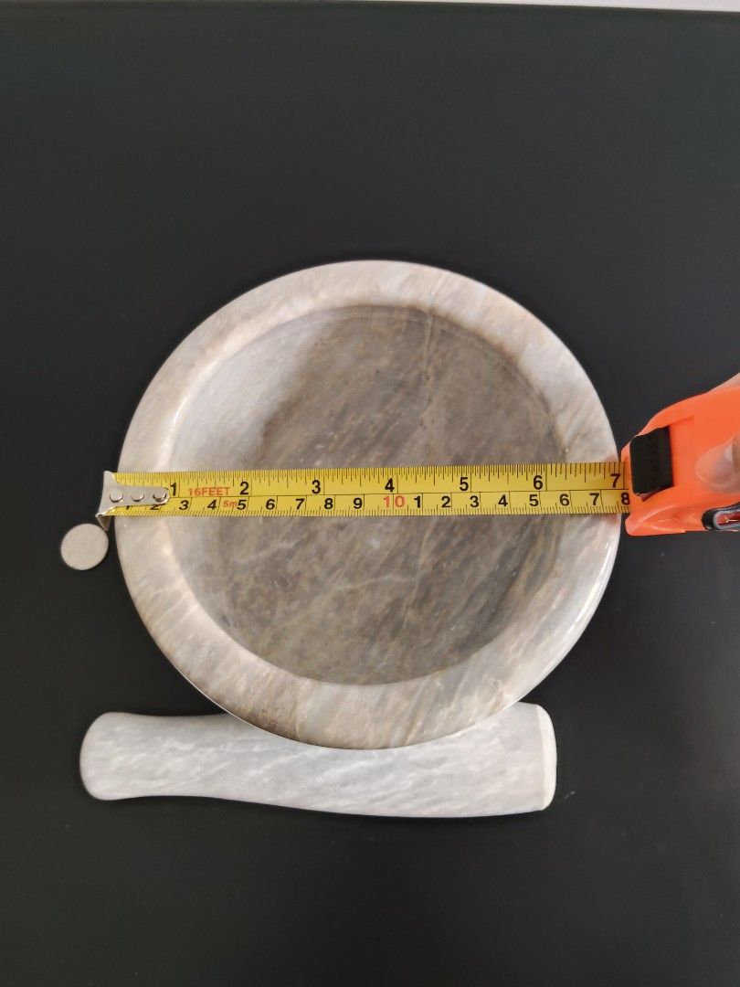 Marble Mortar and Pestle Set - 7 inches (Category: Other Kitchenware & Tableware) located in Pasig City. Submitted by chuck09 (Listing ID 1451562816, Image 3). Description: - Solid marble mortar and pestle -Approximately 7inches in diameter -Used only once - Ideal for grinding spices, herbs, and making pastes - Wide mortar opening for easy access - Comfortable pestle for easy handling - A must-have kitchen tool -Pick up from San Antonio Village, 