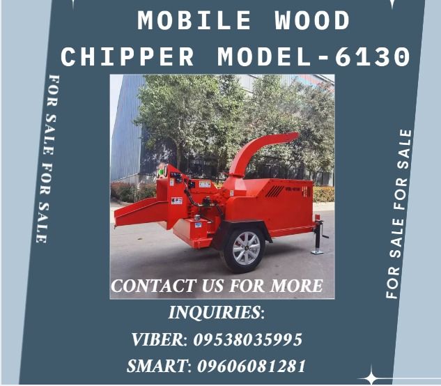 Mobile Wood Chipper Model-6130 (Category: Construction Tools & Equipment) located in Caloocan City. Submitted by truehawk_e87a47 (Listing ID 1451569840, Image 1). Description: Specification: Model-6130 Feeding Size (mm): 130mm/5.2inch Discharge Size: 5-12mm Diesel Engine Power: 38.8HP single-cylinder No. of blade: H13/4 Output Port: 360degree Minimum Inlet Size: 200*280mm Capacity (kg/h): 1500-2200 Fuel Tank Volume: 18L Hydraulic Tank Volume: 20L