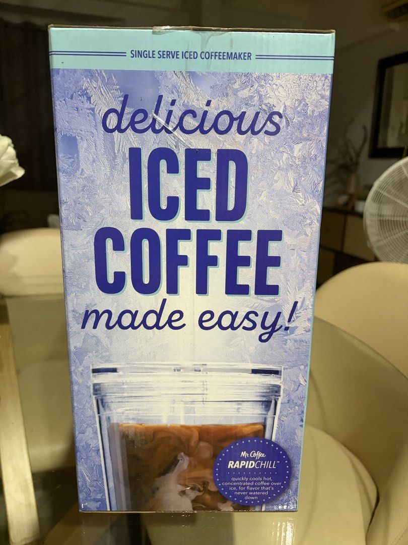 Mr. Coffee Iced Single Serve Iced Coffee Maker (Category: Coffee Machines & Makers) located in Manila. Submitted by ejshop82 (Listing ID 1451648262, Image 3). Description: - Brews refreshing iced coffee in minutes. - Coffee is brewed directly over ice, ensuring it's never watered down. - Includes a double-wall tumbler, lid, and reusable coffee filter. - Perfect for making flavored iced coffee as well. - Save money by making your own iced coffee a