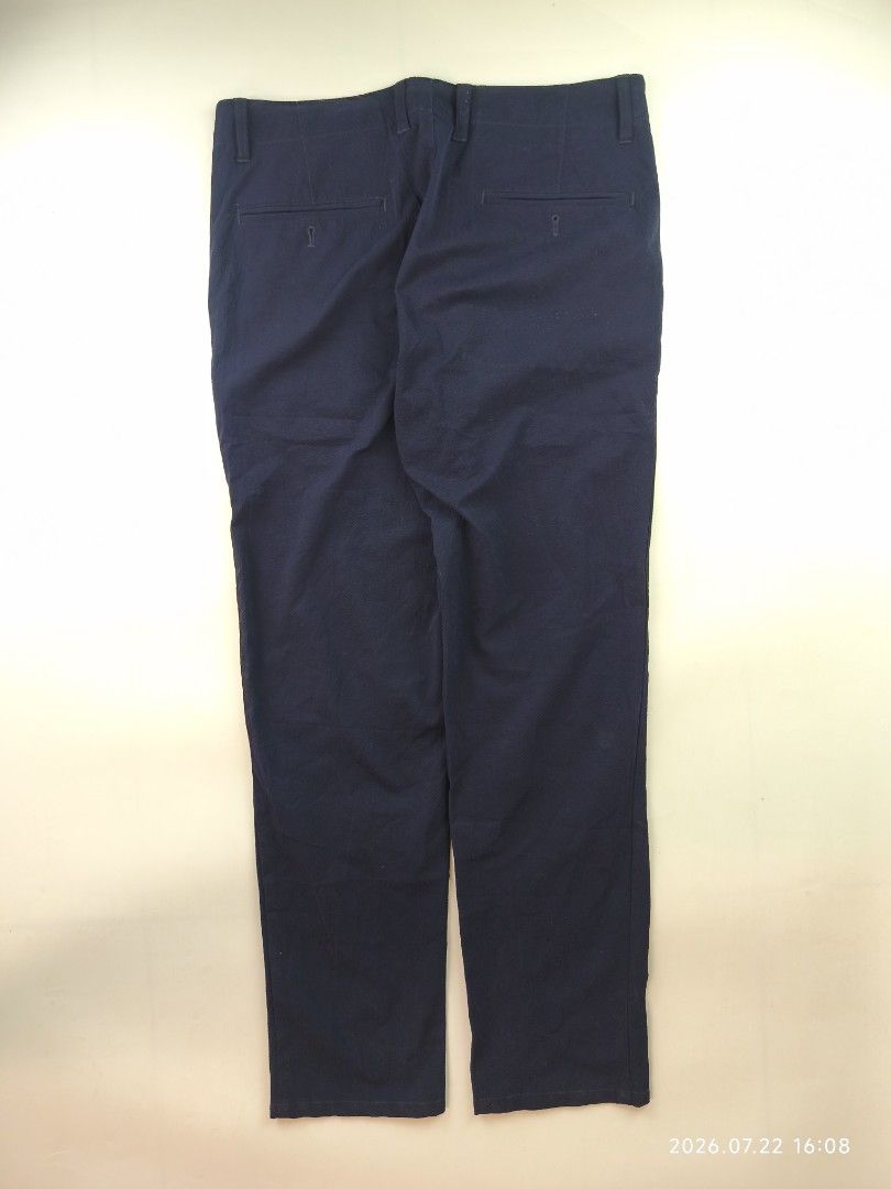 Nanamica club pants navy (Category: Chinos) located in Manila. Submitted by corner_finds (Listing ID 1451533377, Image 2). Description: size 32 on tag waistline 33' inseam 26.5' front rise 10.5' thigh 11' knee 8.7' minor lint (pls see last photo) still in great condition 1299+sf dm.
