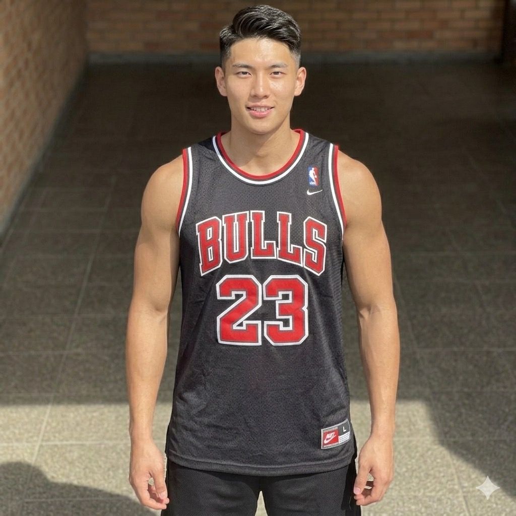 Nike Michael Jordan Chicago Bulls Jersey (Category: Activewear) located in Baguio. Submitted by randomly2600 (Listing ID 1451683288, Image 3). Description: - Classic black Chicago Bulls jersey - Features Michael Jordan's name and number 23 - Made by Nike - Size: Large (L) - Ideal for basketball fans and Bulls supporters.