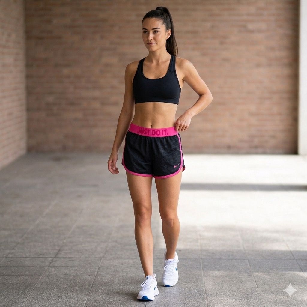 Nike Running Shorts Black Pink Just Do It (Category: Activewear) located in Baguio. Submitted by randomly2600 (Listing ID 1451682840, Image 2). Description: - Black Nike running shorts - Pink trim and waistband - Features 'Just Do It' slogan - Lightweight and breathable material - Perfect for workouts or casual wear.