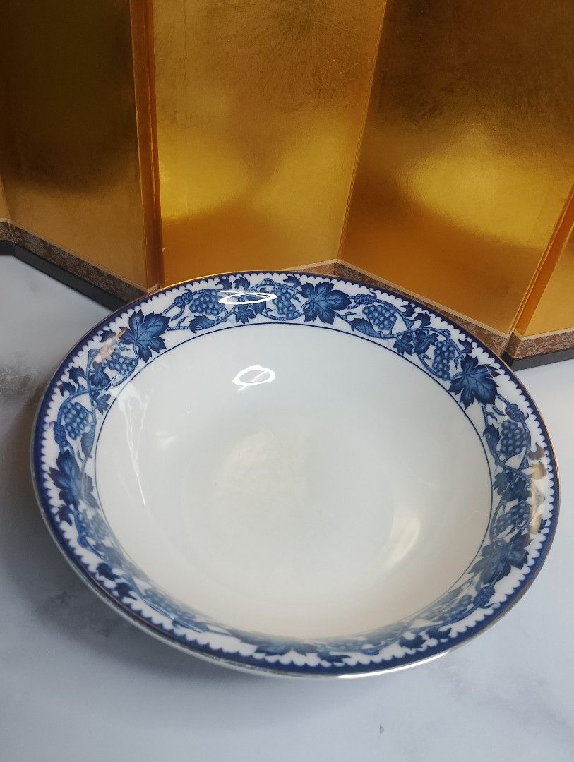 Nikko Ironstone Double Phoenix Blue Grapevine Bowl (Category: Other Kitchenware & Tableware) located in Valenzuela. Submitted by buylaaaaa (Listing ID 1451558472, Image 1). Description: - Vintage Nikko Ironstone Bowl - Features the rare Double Phoenix mark - Elegant blue grapevine pattern on the rim - Generous 23cm diameter size - Ideal for serving dishes or as a decorative display piece.