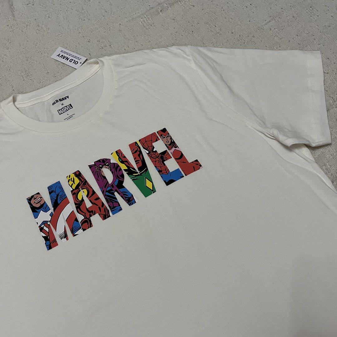 Old Navy x Marvel Graphic T-Shirt (Category: Tshirts & Polo Shirts ) located in Angeles City. Submitted by ivas.collections_ (Listing ID 1451591707, Image 1). Description: Old Navy x Marvel Graphic T-Shirt Size L (also available in XS) Length: 28" Width: 22.5" Sleeve Length: 9".