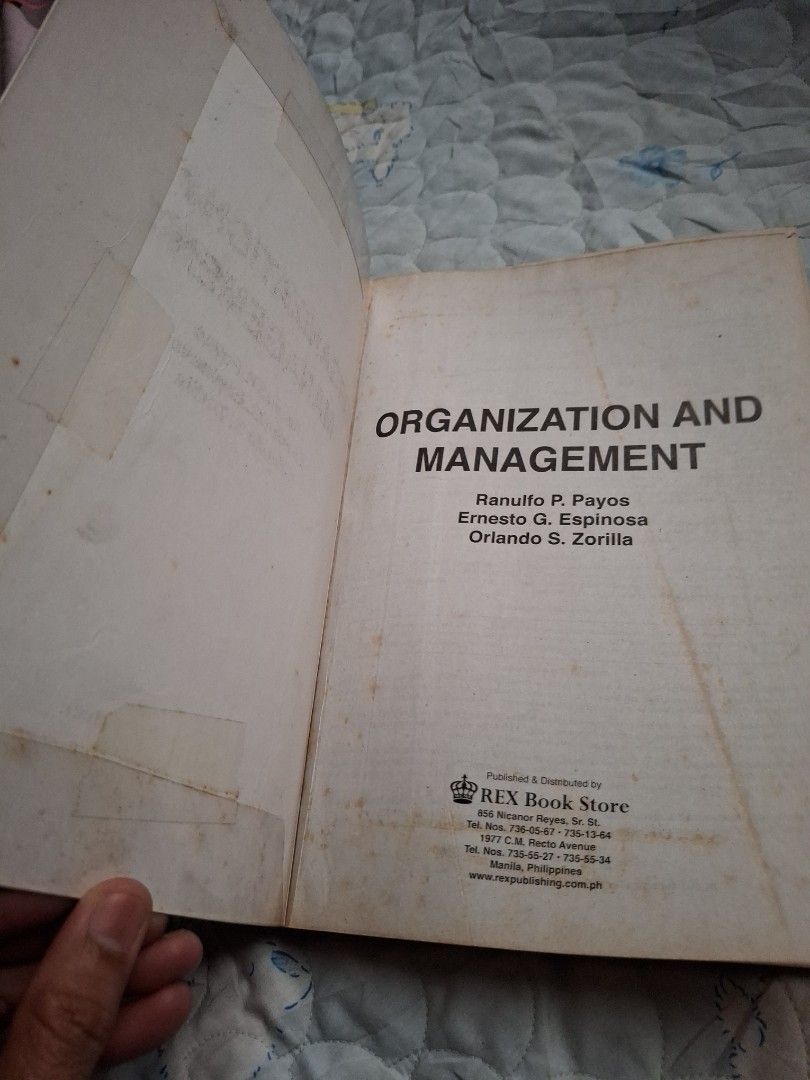 Organization and Management (Category: Textbooks) located in Caloocan City. Submitted by haydee88 (Listing ID 1451592444, Image 3). Description: 🍒no writings 🍒with plastic cover.