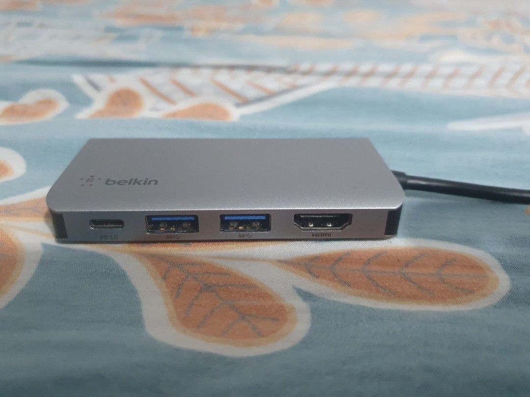 Original Belkin USB-C 4-in-1 Multiport Adapter (AVC006) (Category: Cables & Adaptors) located in Manila. Submitted by paustria1813723 (Listing ID 1451637493, Image 2). Description: Selling my original Belkin USB-C 4-in-1 Multiport Adapter. 100% working and in very good condition. Features: USB-C Power Delivery (PD 3.0) pass-through up to 100W (94W output) 2× USB 3.0 (5Gbps) 1× HDMI output (supports up to 4K) Premium aluminum body Plug and play, n