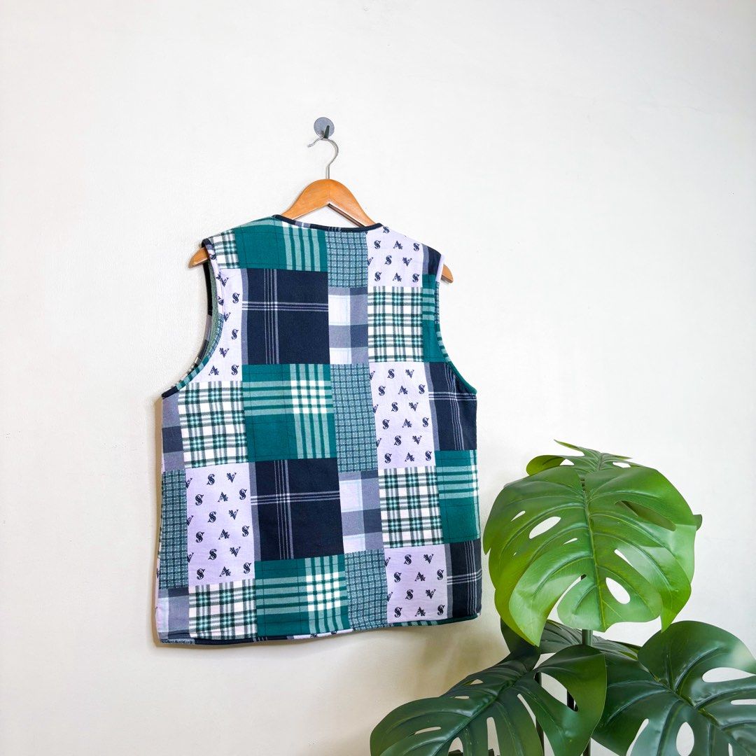 Patchwork | Vest. (Category: Vests) located in Manila. Submitted by bypiecesandstories (Listing ID 1451619917, Image 2). Description: Patchwork | Vest. 799 PHP 💛 - One piece only — don’t miss it! 😉 Can Fit — Small to Large Dimensions — W 22" L 26" Unique patchwork design you won’t see everywhere. Adds character even to simple outfits. Perfect if you want something different but wearable 🥰🤍 • REMINDERS • — Read the Rules & Guidelines under FAQ