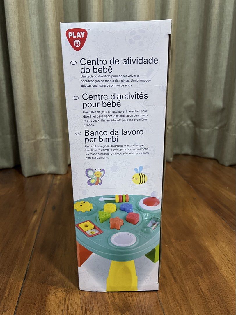 PLAY GO Baby's Activity Centre - Educational Toy for 12m+ (Category: Infant Playtime) located in Marikina City. Submitted by kkkristineee (Listing ID 1451651621, Image 3). Description: Includes: - 1 Table - 3 Legs - 1 Joy Stick - 5 Blocks - Fun and interactive play table - Helps develop hand-eye coordination. - Encourages sight, sound, and touch exploration. - Great educational toy for early development. - Comes in original packaging..