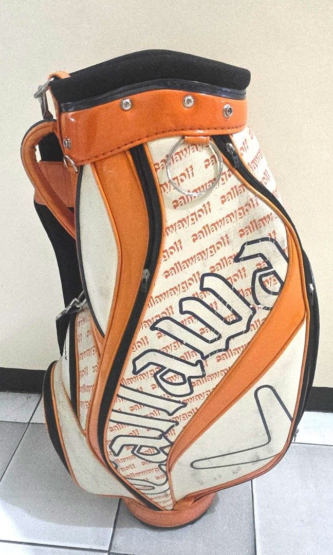 [REPRICED] Pre-loved Callaway Golf Bag (Category: Golf) located in Manila. Submitted by nikkora (Listing ID 1451681032, Image 3). Description: 📍Callaway orange & white leather caddie bag - Well-used - Rare color combination - All zippers are functional - Comes with detachable cover/cap (as seen in photos) - Full disclosure: White leather on upper portion is peeling ("nagbabalat") 📍Shipping info: - Price excludes shipping fee - Comes with box (b