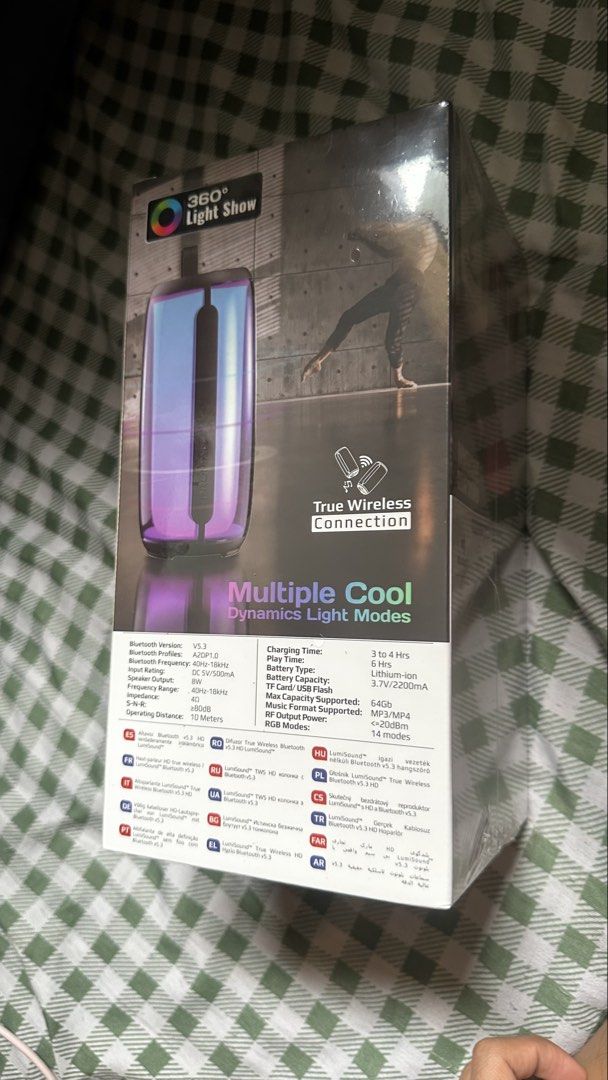 Promate LumiSound True Wireless Bluetooth v5.3 HD Speaker (Category: Soundbars, Speakers & Amplifiers) located in Manila. Submitted by young.aquilae (Listing ID 1451550792, Image 3). Description: - Promate LumiSound HD Speaker - True Wireless Bluetooth v5.3 - High-Definition Sound for Music & Calls - 360° Rainbow LED Light Show with Multiple Modes - Portable Design for Music On-the-Go - Multiple Playback Options: Wireless BT, AUX, USB Drive, TF C