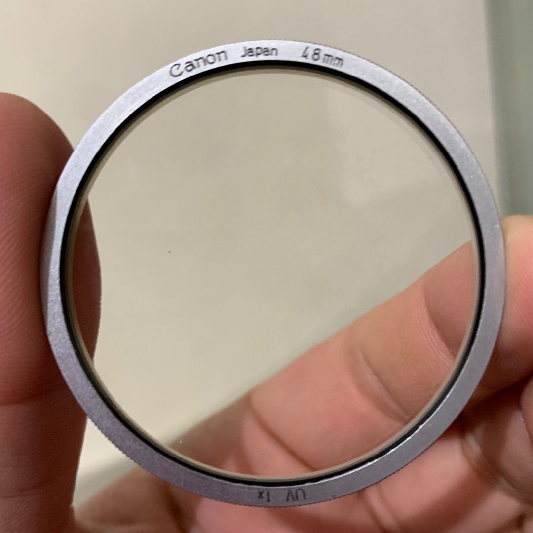 Rare camera lens filters (Category: Cameras) located in Manila. Submitted by gepmacadaeg (Listing ID 1451693086, Image 1). Description: Sold as set only. - Canon 48mm UV - Toshiba 48mm SL-1A - Olympus 43.5mm SL39.5C - Konica Konifilter 49mm UV - no brand 35.5mm UV.