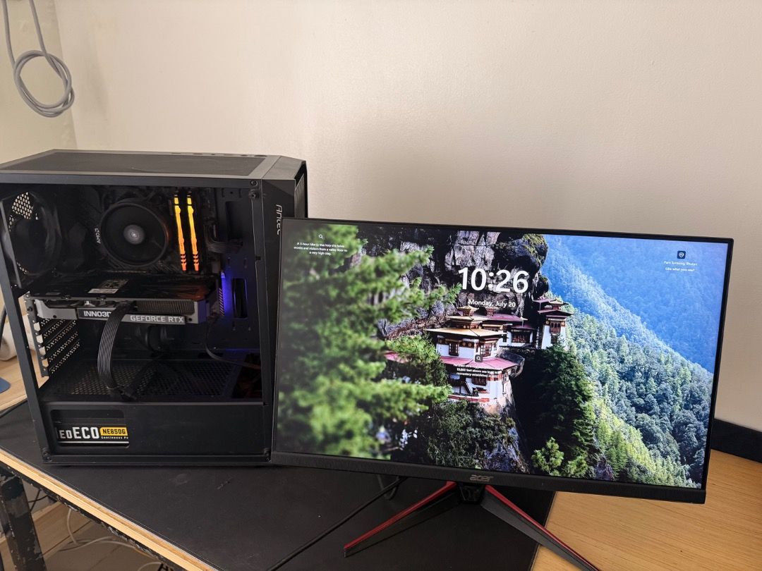 RTX 3060 FULL PC SETUP (Category: Desktops) located in Caloocan City. Submitted by johncarlol23038 (Listing ID 1451620270, Image 1). Description: PC Specs: * Ryzen 5 5600G * RTX 3060 12GB * 16GB RAM * 1TB Storage Included: * Acer VG240Y 165Hz Monitor * Royal Kludge L75 (Tri-Mode) * Glorious Model O Wired * Maono Condenser Microphone * FREE Mouse Pad Issues: * PC case is missing the glass side panel. * Original boxes are not available. Can be test