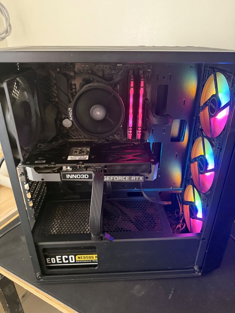 RTX 3060 FULL PC SETUP (Category: Desktops) located in Caloocan City. Submitted by johncarlol23038 (Listing ID 1451620270, Image 2). Description: PC Specs: * Ryzen 5 5600G * RTX 3060 12GB * 16GB RAM * 1TB Storage Included: * Acer VG240Y 165Hz Monitor * Royal Kludge L75 (Tri-Mode) * Glorious Model O Wired * Maono Condenser Microphone * FREE Mouse Pad Issues: * PC case is missing the glass side panel. * Original boxes are not available. Can be test