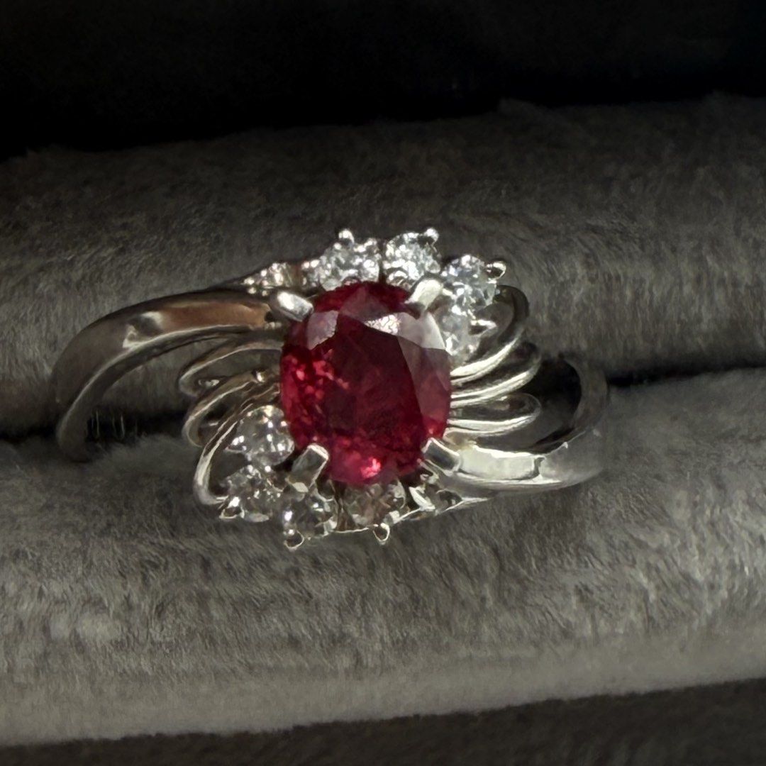 Ruby Diamond Ring (Category: Rings) located in Singapore. Submitted by Tenasious (Listing ID 1451540828, Image 1). Description: A timeless classic that radiates elegance. The masterful pairing of a vibrant natural Ruby with sparkling natural Diamonds creates a ring that is both sophisticated and unforgettable. Natural Ruby Diamond Ring ❤️ Natural Ruby – 0.70 carat ✨ Natural Diamonds – 0.16 carat 💎 PT900 Hallmarked Platinum ⚖️ 4.78 grams 💍 US Si