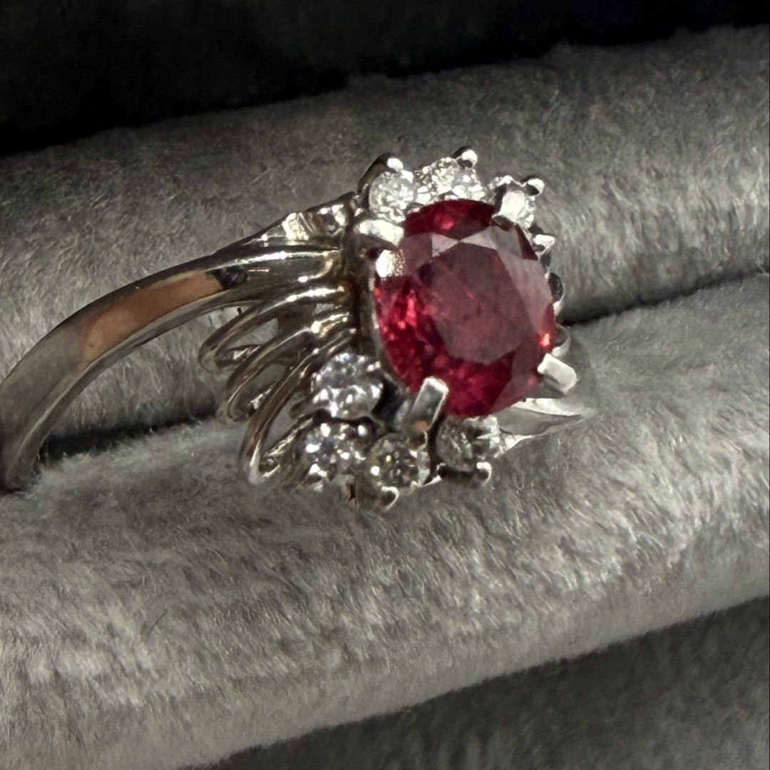Ruby Diamond Ring (Category: Rings) located in Singapore. Submitted by Tenasious (Listing ID 1451540828, Image 2). Description: A timeless classic that radiates elegance. The masterful pairing of a vibrant natural Ruby with sparkling natural Diamonds creates a ring that is both sophisticated and unforgettable. Natural Ruby Diamond Ring ❤️ Natural Ruby – 0.70 carat ✨ Natural Diamonds – 0.16 carat 💎 PT900 Hallmarked Platinum ⚖️ 4.78 grams 💍 US Si