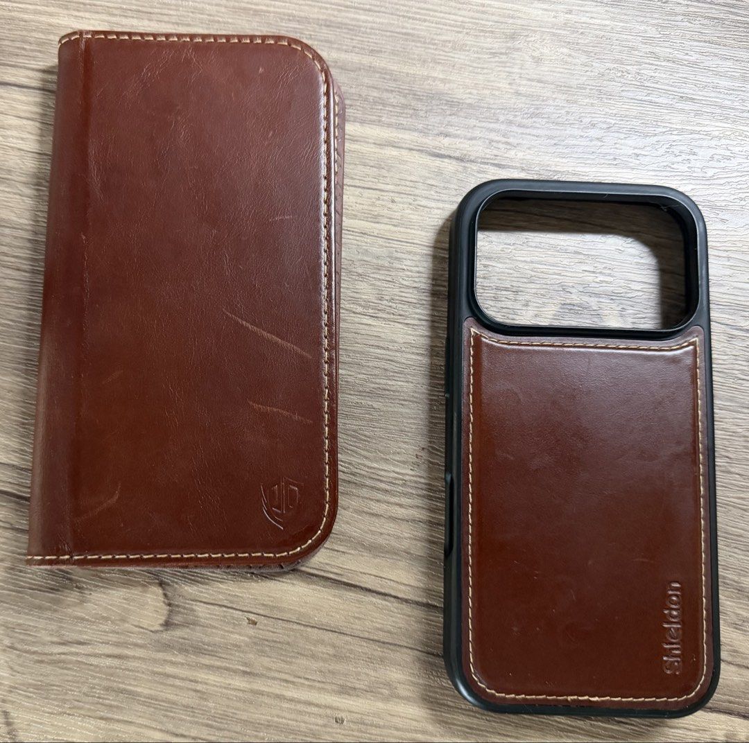 SHIELDON Removable Real Leather Wallet Case for iPhone 17 Pro (Category: Cases & Sleeves) located in Pasig City. Submitted by da__44 (Listing ID 1451541943, Image 3). Description: SHIELDON Removable Real Leather Wallet Case for iPhone 17 Pro, Retro Coffee Wireless Charging, Viewing Stand, Magnetic Closure, RFID Blocking, Credit Card Slot, Folio Shockproof Cover for Men Women BOUGHT IN AMAZON FOR $39.99 W scratches and scuffs due to wear and tear.