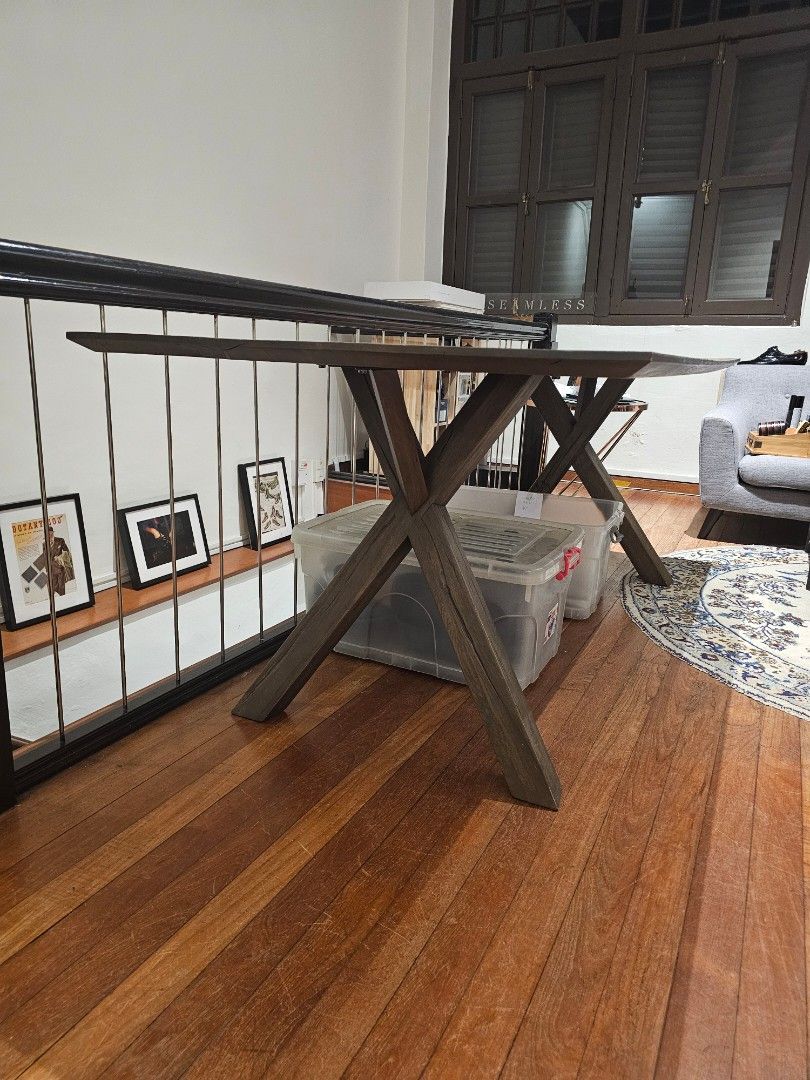 Priced for Urgent Sales! - Solid Wood Dining Table (Category: Tables & Sets) located in Singapore. Submitted by thegoodgestalt (Listing ID 1451578314, Image 3). Description: As pictured, measures approximately 200cm x 91cm x 76cm. Originally bought from one of the solid wood table shops at Tan Boon Liat building for $3000+, selling cheap but must collect within the next 4 days from ann siang road. Extremely heavy and need 2 to 3 movers minimally.