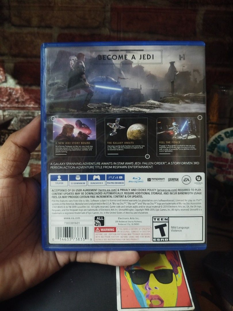 Star Wars Jedi: Fallen Order PS4 Game (Category: PlayStation) located in Binan City. Submitted by pumpkiiin02 (Listing ID 1451545375, Image 3). Description: - Star Wars Jedi: Fallen Order for PlayStation 4 - Story-driven, single-player adventure - Become a Jedi, explore the galaxy, and fight the Empire - Disc and original case included.