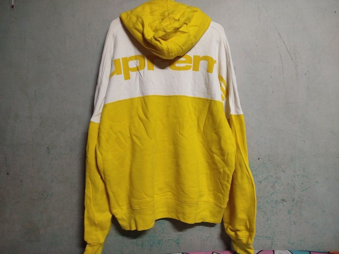Supreme Sweatshirt Hoodie Jacket FW17 (Category: Coats, Jackets and Outerwear) located in San Juan City. Submitted by reddvelasquez4298 (Listing ID 1451520636, Image 2). Description: Supreme Sweatshirt Hoodie Jacket FW17 Yellow Size Medium Over Size 25.5 Width 27 Length Good Condition Issues, Yellow/ Rust stains, kayo na po humusga kung tunay o hindi. 1500 pesos PM.