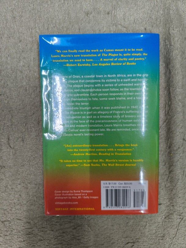 The Plague (Albert Camus) (Category: Storybooks) located in Quezon City. Submitted by carou14854 (Listing ID 1451698839, Image 2). Description: Personal collection. RFS: Destash/Declutter （with plastic jacket) MOP: GCash MOD: LBC, LBC-COP ✅ Buyer shoulders SF Am usually offline. Expect reply within 24 hours. May sms/text for faster transaction. No calls please..