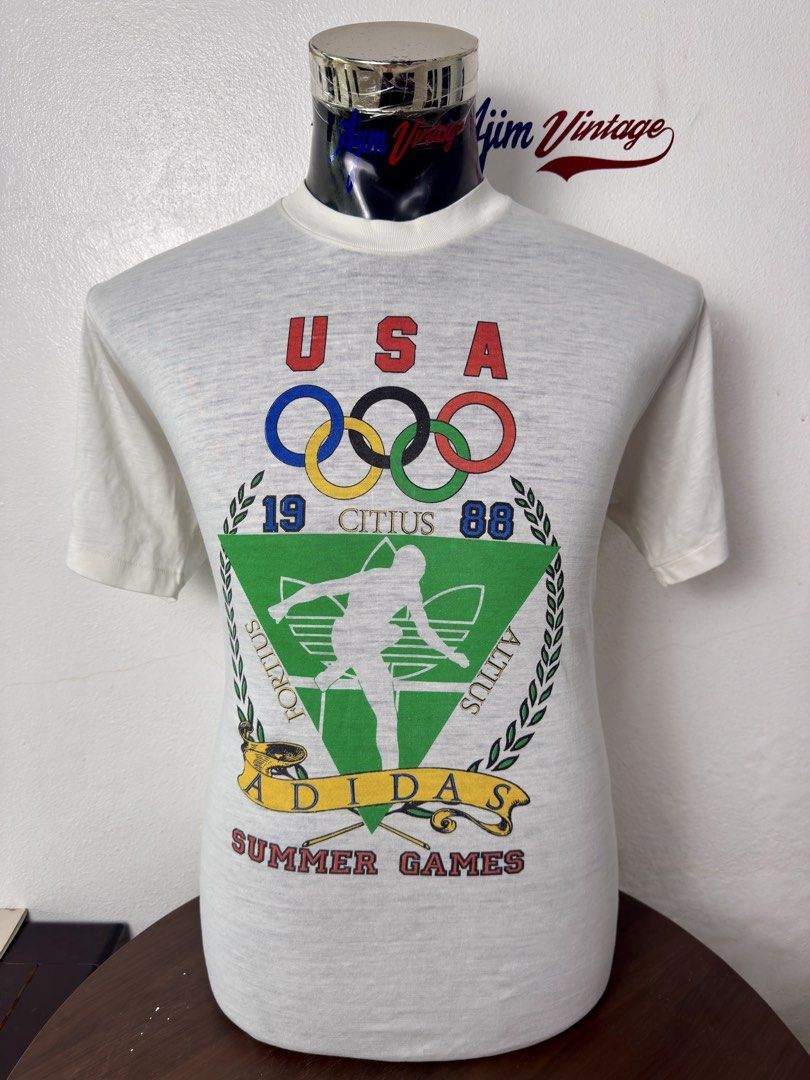Vintage Adidas Olympic (Category: Tshirts & Polo Shirts) located in Pasir Mas. Submitted by ajimr (Listing ID 1451549390, Image 1). Description: Pit 22.5/28.5 Tag adidas 5050 Jahitan single Ad 1 pinhole kcik sperti dlm gmbr.