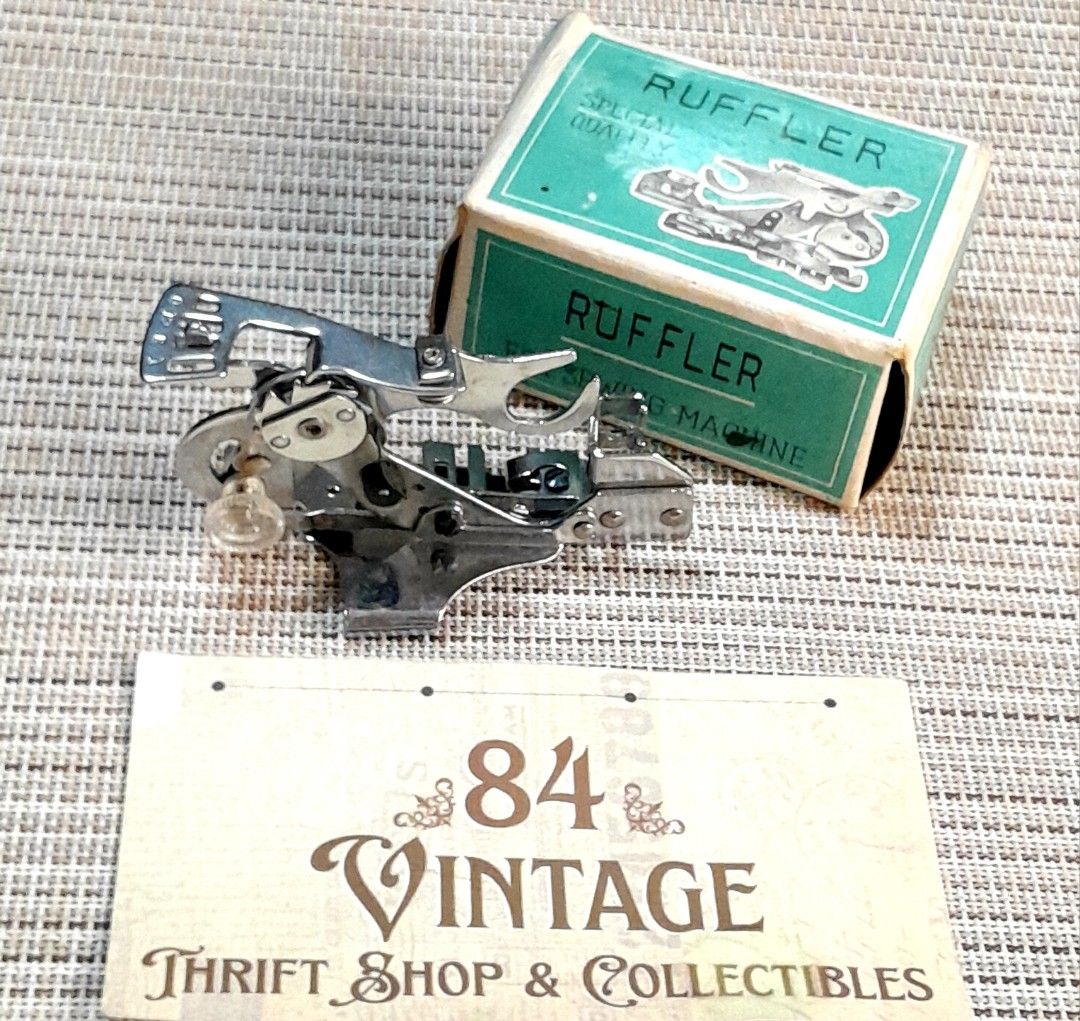 Vintage Singer Ruffler Foot (Category: Craft Supplies & Tools) located in Las Pinas. Submitted by 84vintage (Listing ID 1451563223, Image 1). Description: This is a vintage Singer Ruffler Foot, model 55705, designed for low-shank sewing machines to create even ruffles and gathers. Includes specialized adjustable blades for creating folds and crumples. Actual photos posted. Please examine them carefully as they are part of the description. --📌 MU