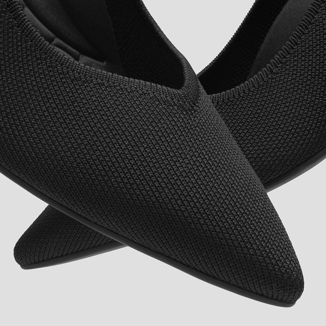 VIVAIA Black Knit Pointed Toe Kitten Heels (Category: Heels) located in Mandaluyong City. Submitted by meridaaa (Listing ID 1451633196, Image 3). Description: - Chic black knit pointed toe heels - Comfortable kitten heel for all-day wear - Padded insole with arch support and heel rebound - Breathable knit material keeps feet cool - Effortless slip-on design - Versatile for both work and casual outfits - SRP: ₱9,700 - Only worn twice.