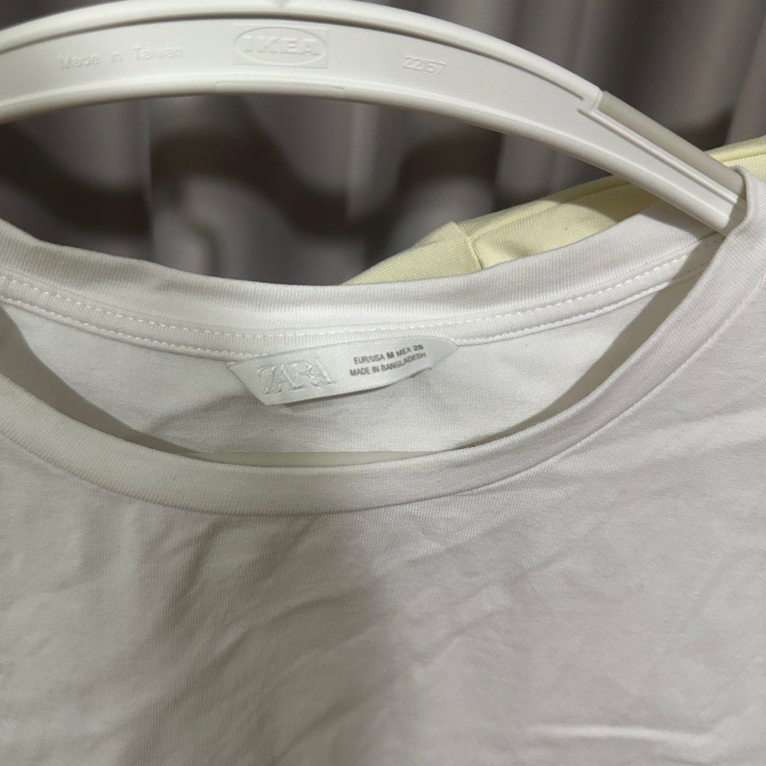 Zara Basic T-shirts (White & Yellow) (Category: Shirts) located in Taguig. Submitted by jedelle (Listing ID 1451567355, Image 3). Description: 💛 Size M 💛 10/10 condition 💛 Check photo for measurements 💛 Model reference size M-semi L 📍BGC.