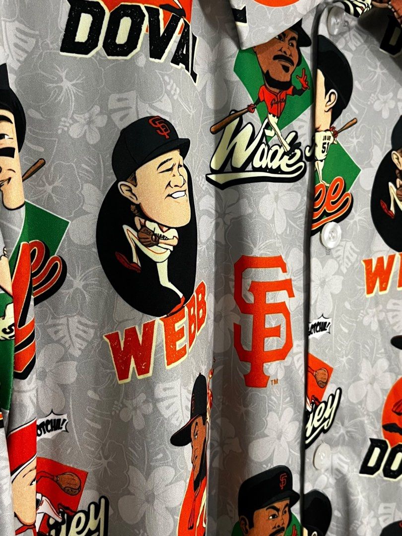2024 MLB San Francisco Giants Aloha Button Down (Category: Activewear) located in Quezon City. Submitted by phillystuff (Listing ID 1451787992, Image 3). Description: San Francisco Giants Hawaiian-style button-up featuring fan-favorite players including Logan Webb, Camilo Doval, LaMonte Wade Jr., Patrick Bailey, and Jung Hoo Lee. Size XL 23 inches width 30 inches length In excellent condition Authentic Giants Merch PHP 1200 only Location Fairview