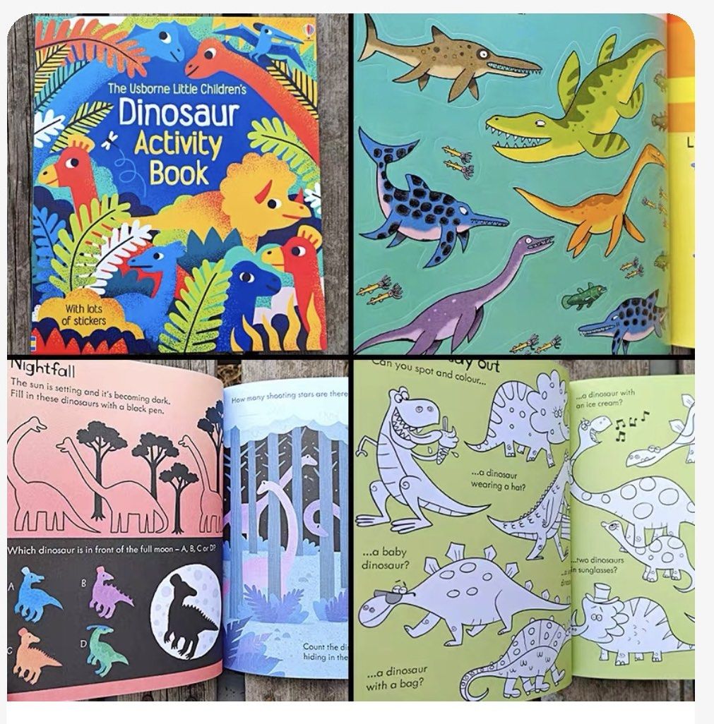 [訂購] 64頁Usborne 恐龍dinosaur遊戲書 填色連線迷宮 activity book game book邏輯 桌遊 益智幼兒兒童遊戲玩具board game 教具English SPSL （分類：兒童書籍）位於 Hong Kong。 由 shan123456 提交（商品編號 1451758434，圖片 1）。簡介： *訂購物品後7-10天到貨，只可順豐到付，如購買$50或以上可面交 *另有其他玩具、書本，歡迎查看可在本人商品列表搜尋”SPSL”同類產品。