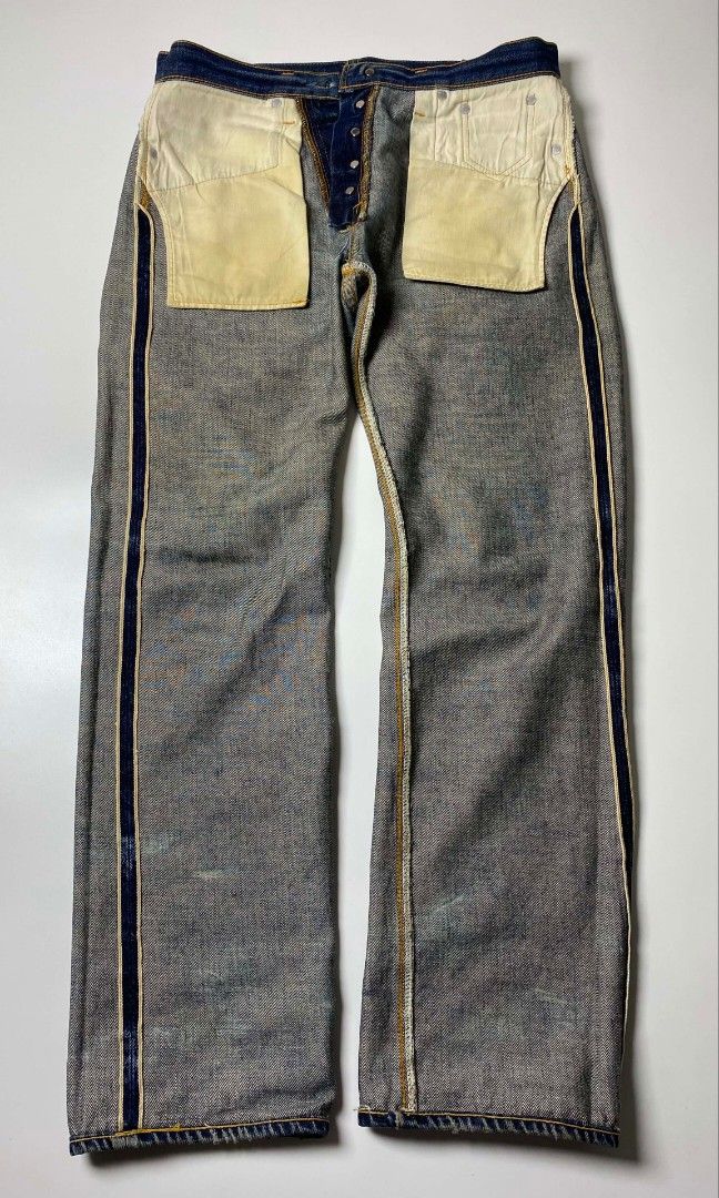 90s DENIME ORIZZONTI SELVEDGE PANTS (Category: Jeans) located in Balanga. Submitted by dig_gear (Listing ID 1451830807, Image 3). Description: 90s DENIME ORIZZONTI SELVEDGE PANTS MADE IN JAPAN ONE OF THE OSAKA 5 BUTTON FLY DIMENSIONS WAIST - 16” LENGTH - 39” INSEAM - 30” FRONT RISE - 11” LEG OPENING - 8” THIGH - 11” KNEE - 8.5”.
