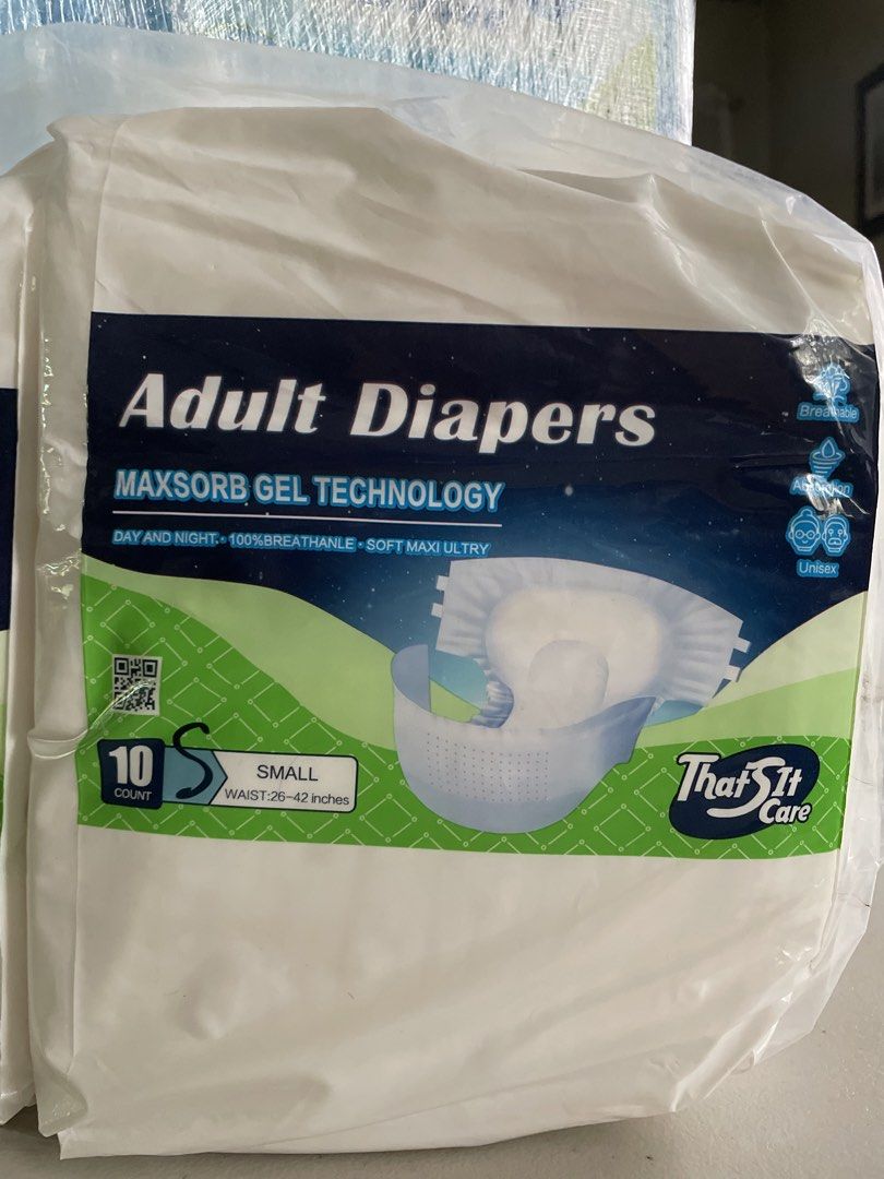 Adult Diapers for sale bundle (Category: Medical Supplies & Tools) located in Muntinlupa City. Submitted by hellotia (Listing ID 1451752545, Image 3). Description: Caress Adult Diapers 10+1 pads (size M) = ₱700 for 4 packs ThatsIt Care 10pcs (size S) = ₱1,300 for 8 packs ₱1800 only if u want to take all 12 packs *Im also selling a portable toilet for 1700 only, if u want to take all (portable toilet + all adult diapers, ill give it for ₱3,400 onl
