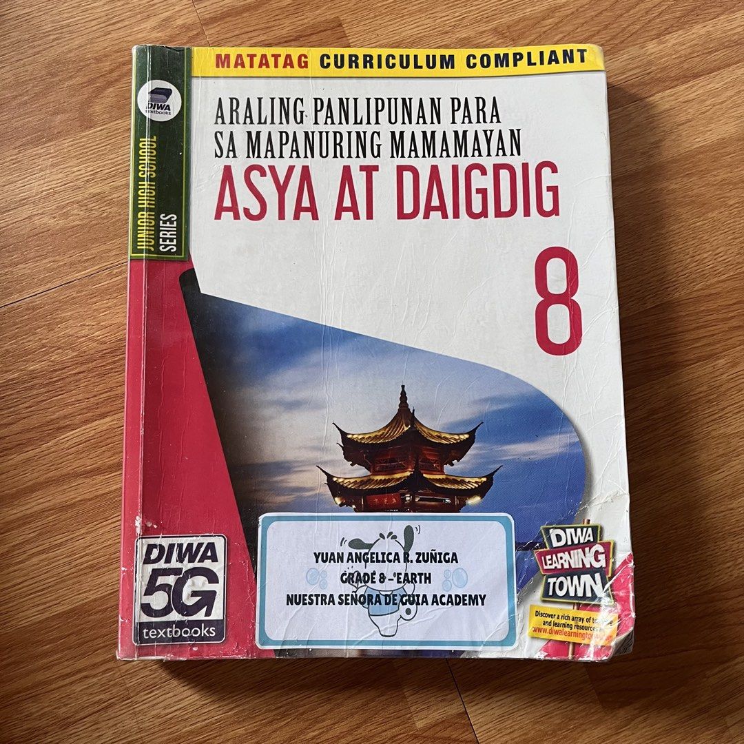 Asya at Daigdig Grade 8 book (Category: Textbooks) located in Manila. Submitted by lovedchrx051201 (Listing ID 1451721882, Image 1). Description: lightly used (except some writings, but still in good condition) Loc: Bulacan Mop: Gcash or Gotyme Mod: jnt or lalamove.