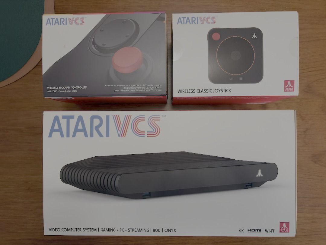 Atari VCS console w/ gamepad and joystick (Category: Others) located in Makati City. Submitted by device81 (Listing ID 1451741897, Image 2). Description: The Atari VCS is a modern retro-hybrid mini-PC and video game console inspired by the classic 1977 Atari 2600, featuring an AMD Ryzen processor, 8GB of upgradeable RAM, and 4K HDR video streaming. Unit bought via Atari's Kickstarter for $271. Photo of receipt provided. Hardware Specifications Pr
