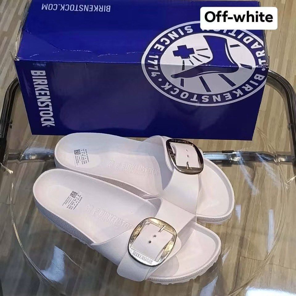 BIRKENSTOCK MADRID METALLIC BUCKLE (Category: Slippers and slides) located in Manila. Submitted by justria (Listing ID 1451889300, Image 2). Description: with eco bag 100 for box.
