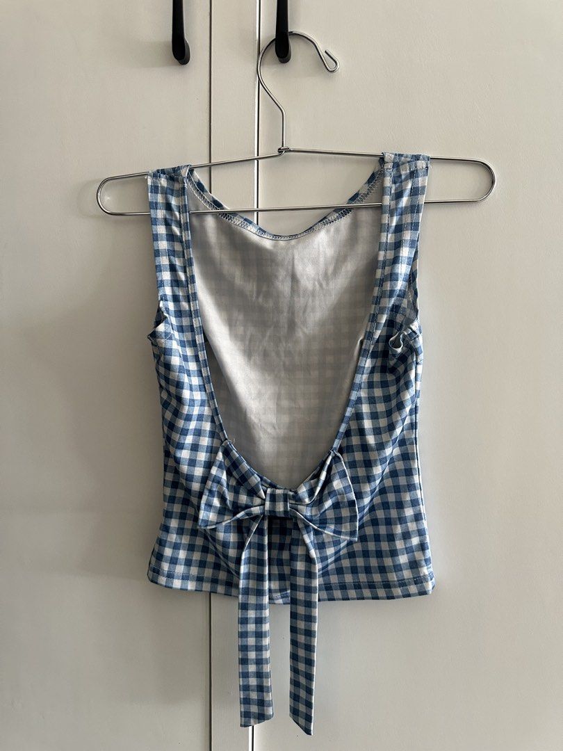 Blue Gingham Tie Back Crop Top (Category: Sleeveless) located in Manila. Submitted by psycheius (Listing ID 1451717715, Image 2). Description: .