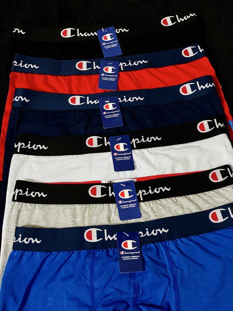 Champion Authentic Boxer For Mens (Category: Underwear) located in Manila. Submitted by bbxckz (Listing ID 1451810295, Image 3). Description: Champion Boxer ✔️Regular Sizing — M/L/XL/XXL ✔️Authentic Premium Quality (not class A) ✔️Authentic Fabric Cotton ✔️With etiketa & brandtag Inclusion: Individual ziplock pouch Available colors: Black, White, Gray, Red, Royal Blue, Navyblue. ₱175 RT ₱160 min 5pcs ₱150 min 60pcs+ 📨 PM FOR ORDERS | OPEN FOR AC