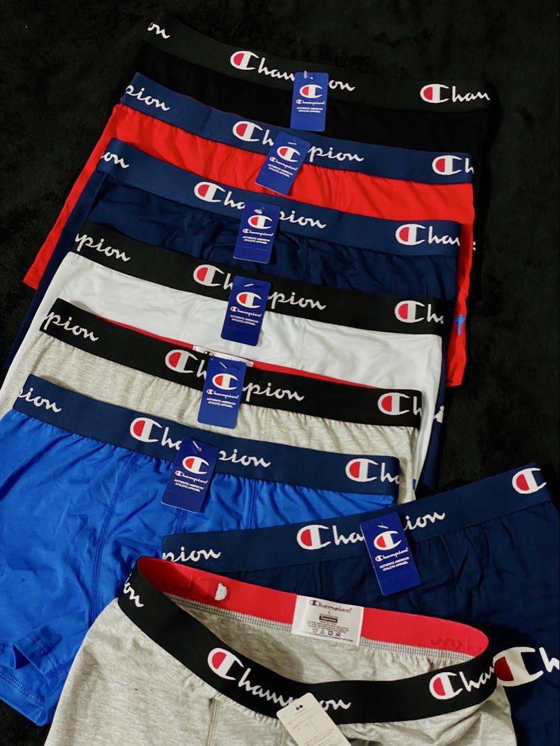 Champion Authentic Boxer For Mens (Category: Underwear) located in Manila. Submitted by bbxckz (Listing ID 1451810295, Image 2). Description: Champion Boxer ✔️Regular Sizing — M/L/XL/XXL ✔️Authentic Premium Quality (not class A) ✔️Authentic Fabric Cotton ✔️With etiketa & brandtag Inclusion: Individual ziplock pouch Available colors: Black, White, Gray, Red, Royal Blue, Navyblue. ₱175 RT ₱160 min 5pcs ₱150 min 60pcs+ 📨 PM FOR ORDERS | OPEN FOR AC