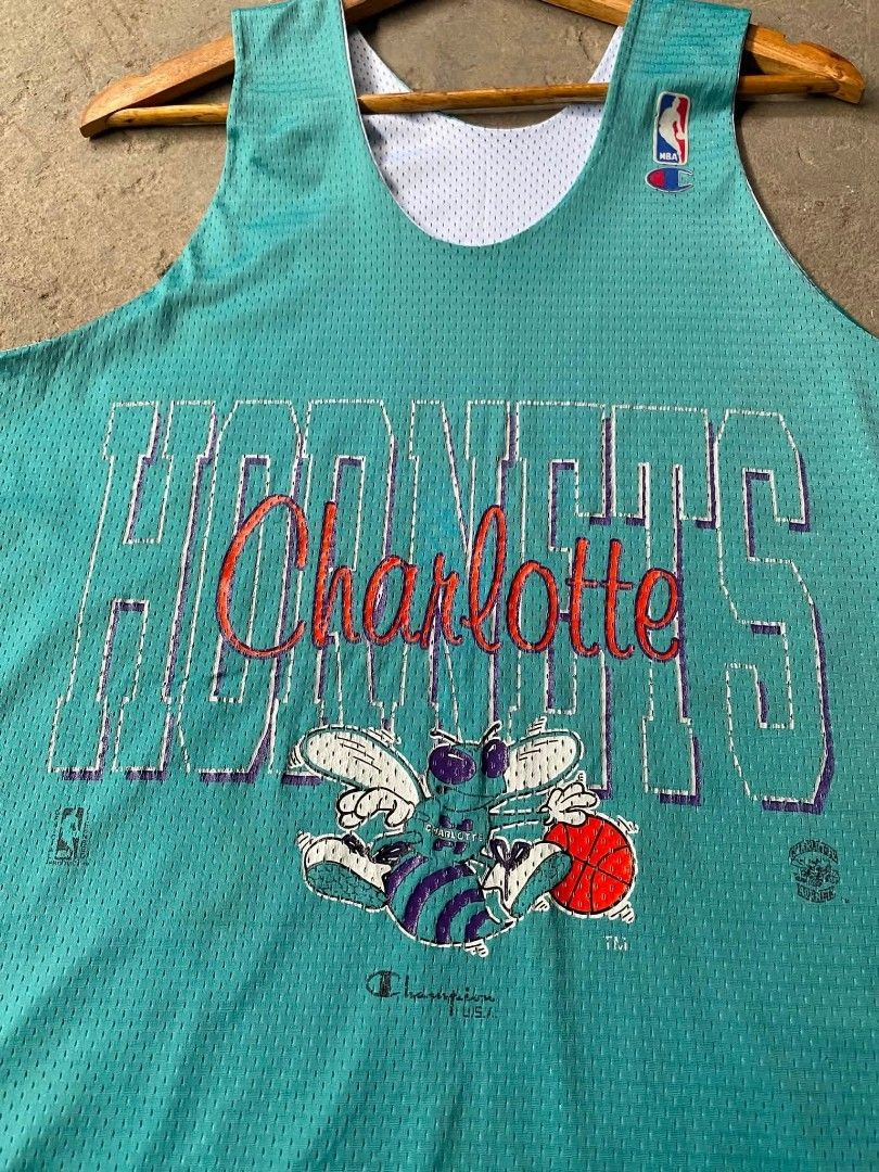 Charlotte Hornets NBA Champion Jersey (Category: Activewear) located in Bacoor. Submitted by theplugthrifted (Listing ID 1451736247, Image 2). Description: Charlotte Hornets NBA Champion Jersey - size Large 22x30 dimension excellent condition mine : ₱1k+sf📌 cavite location - Dm for fast transaction unli vouch!.