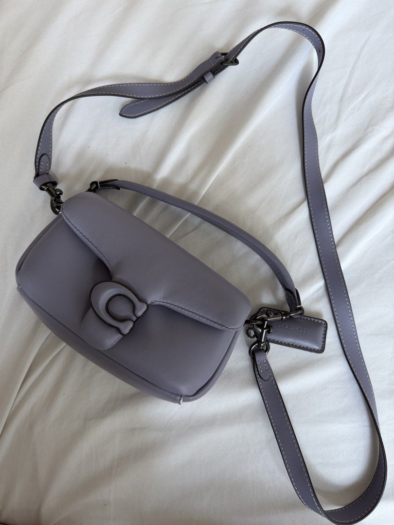Coach Pillow Tabby Shoulder Bag MiniLilac (Category: Luxury Bags & Wallets) located in Mandaluyong City. Submitted by xthinejavier (Listing ID 1451718190, Image 2). Description: - Coach Pillow Tabby bag - Lovely lilac color - Soft leather with signature C hardware - Detachable strap for shoulder/crossbody wear - Top handle included - Dust bag included - Ideal for everyday use.
