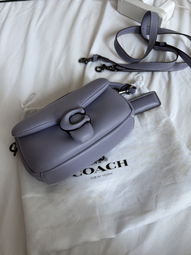 Coach Pillow Tabby Shoulder Bag MiniLilac (Category: Luxury Bags & Wallets) located in Mandaluyong City. Submitted by xthinejavier (Listing ID 1451718190, Image 1). Description: - Coach Pillow Tabby bag - Lovely lilac color - Soft leather with signature C hardware - Detachable strap for shoulder/crossbody wear - Top handle included - Dust bag included - Ideal for everyday use.