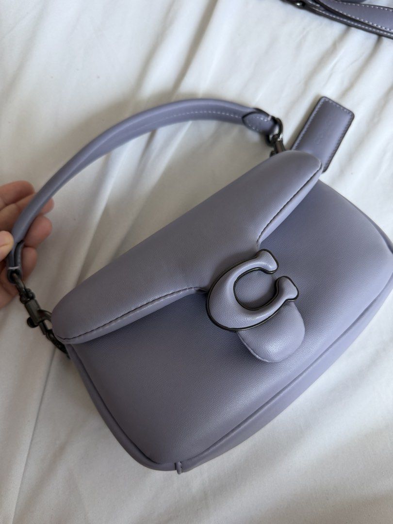 Coach Pillow Tabby Shoulder Bag MiniLilac (Category: Luxury Bags & Wallets) located in Mandaluyong City. Submitted by xthinejavier (Listing ID 1451718190, Image 3). Description: - Coach Pillow Tabby bag - Lovely lilac color - Soft leather with signature C hardware - Detachable strap for shoulder/crossbody wear - Top handle included - Dust bag included - Ideal for everyday use.