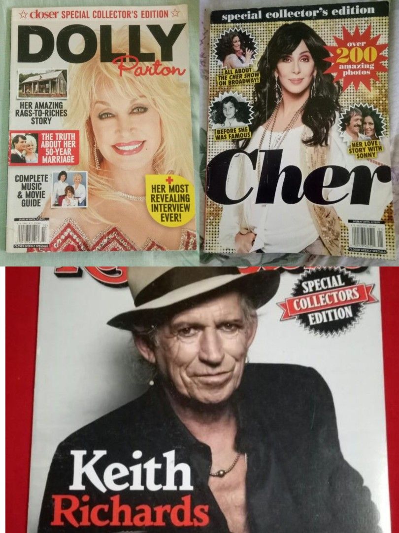 Dolly Parton, Cher, Keith Richards Magazine Bundle (Category: Magazines) located in Dumaguete. Submitted by bibialexandria (Listing ID 1451814568, Image 1). Description: All For only 340. Shipping Fee already included..