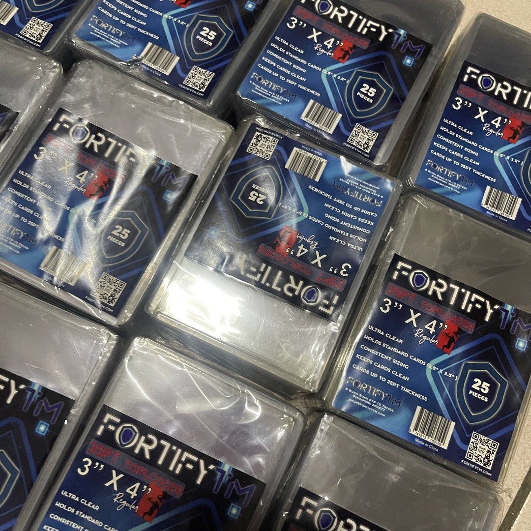 Fortify 3" x 4" Regular Card Sleeves (25 Pieces per Pack) (Category: Raw Singles) located in Manila. Submitted by gomdobear (Listing ID 1451891650, Image 1). Description: Fortify Toploader 3x4 35pt - buy in bulk 40 packs @ 1600 - buy each 5 - best for photocard business / nba / pokemon card.