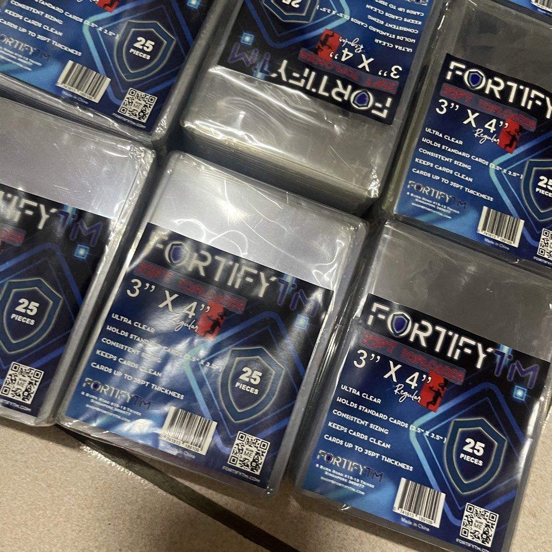 Fortify 3" x 4" Regular Card Sleeves (25 Pieces per Pack) (Category: Raw Singles) located in Manila. Submitted by gomdobear (Listing ID 1451891650, Image 2). Description: Fortify Toploader 3x4 35pt - buy in bulk 40 packs @ 1600 - buy each 5 - best for photocard business / nba / pokemon card.