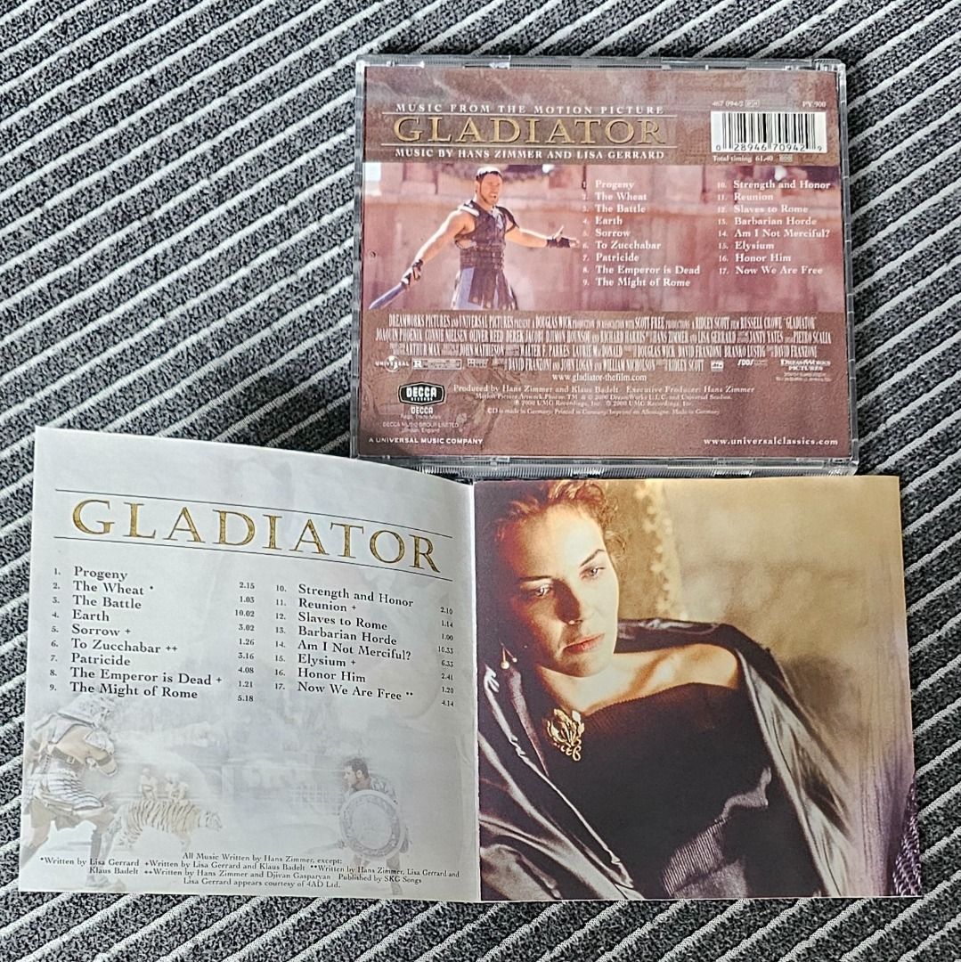 FREE [CD OST] Hans Zimmer And Lisa Gerrard – Gladiator (Music From The Motion Picture) (Category: CDs & DVDs) located in Singapore. Submitted by strangecell (Listing ID 1451848803, Image 3). Description: Thank you for your interest. Get it free with any one item purchase! Please make an offer on the item you would like to buy FIRST 😊🙏 Many more Various Genres: https://www.carousell.sg/p/1253907759 Disco/Funk/Soul/Easy Listening/ Lounge/Jazz/Chi