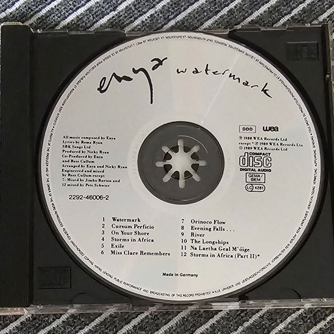 FREE [DDD CD Album] Enya – Watermark (1989) (Category: CDs & DVDs) located in Singapore. Submitted by strangecell (Listing ID 1451704249, Image 3). Description: Thank you for your interest. Get it free with any one item purchase! Please make an offer on the item you would like to buy FIRST 😊🙏 Many more Various Genres: https://www.carousell.sg/p/1253907759 Electronic Dance, EDM, DJ Mix: https://carousell.com/p/1035784902 Easy Listening, Funk Sou