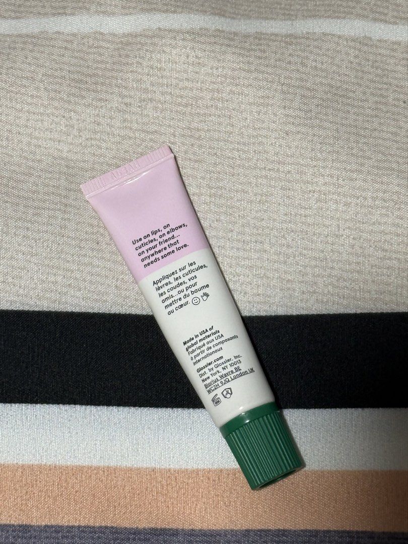 Glossier balmdotcom (Category: Makeup) located in Makati City. Submitted by prebykris (Listing ID 1451852039, Image 2). Description: Purchased at Glossier UK (vegan formula) I’ll sanitize once purchased 30% used and placed in a cool environment RFS: I prefer the original formula. Helping tags: Rhode Fenty Beauty Rare beauty.